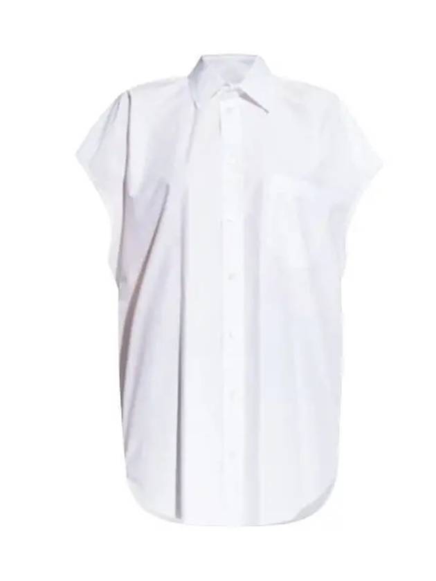 Luxury Balenciaga Women's Sleeveless Button-Up Shirt White