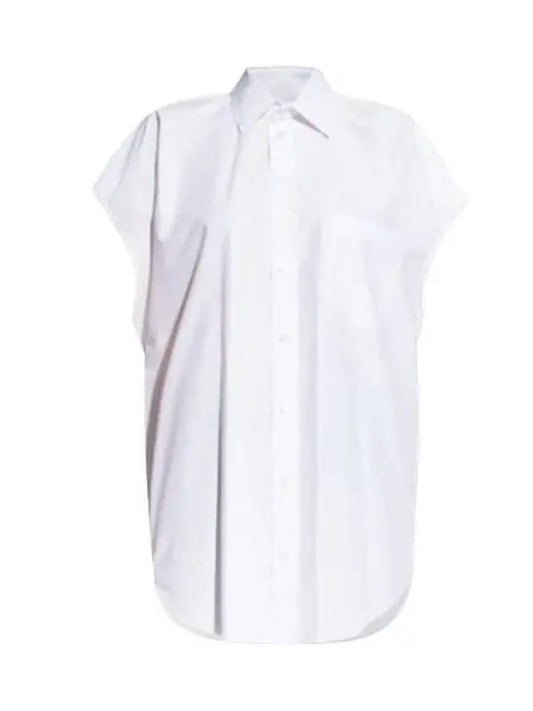 Luxury Balenciaga Women's Sleeveless Button-Up Shirt White