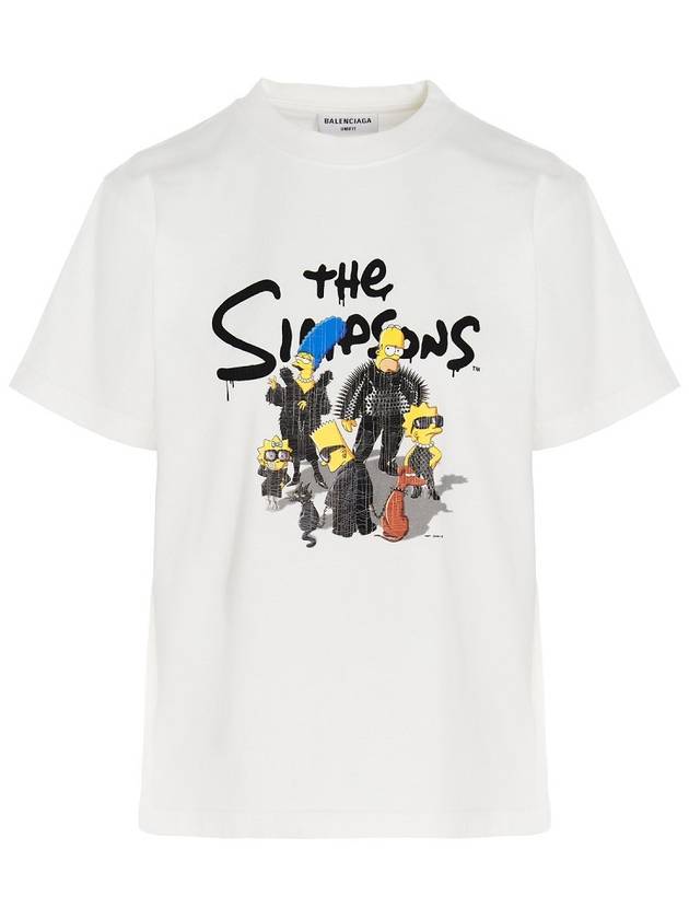 Luxury Balenciaga WoMen's The Simpsons Printing Small Fit Short Sleeve T-Shirt White