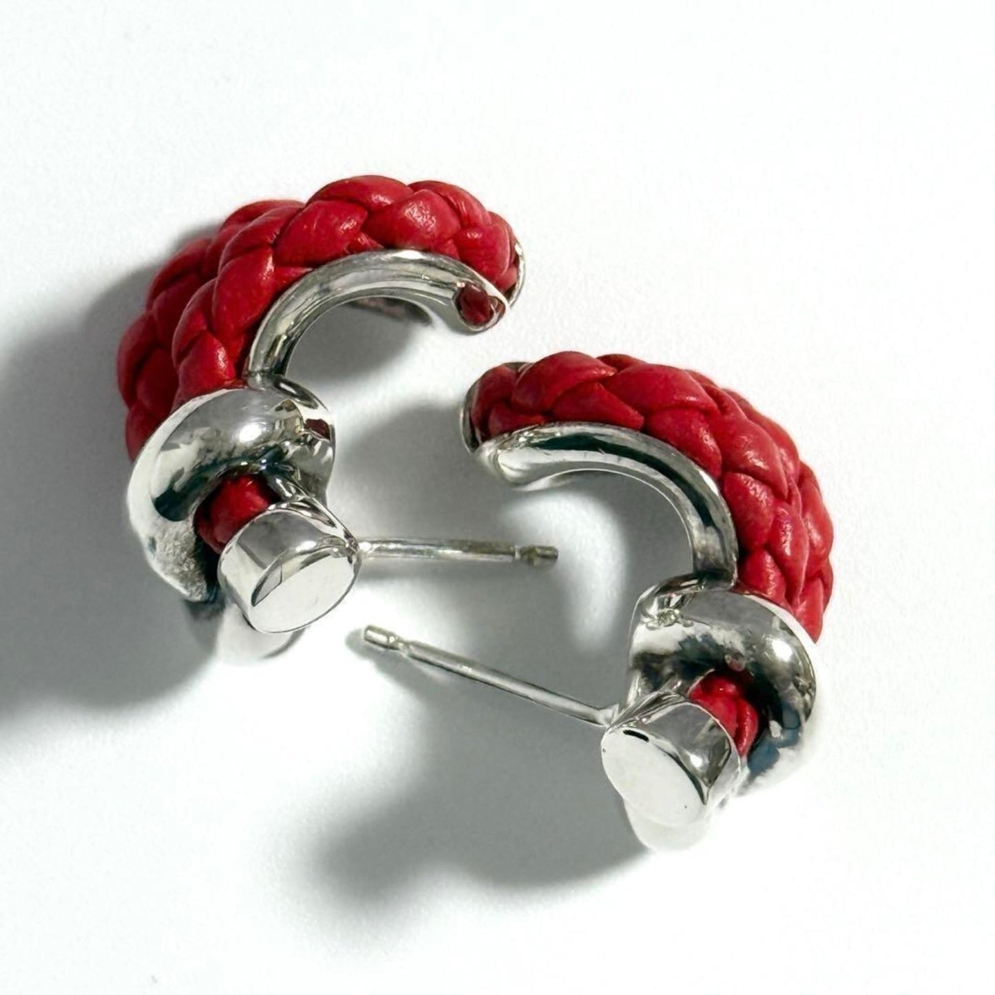 Luxury Bottega Veneta  Leather  925 Hoop Earrings ()