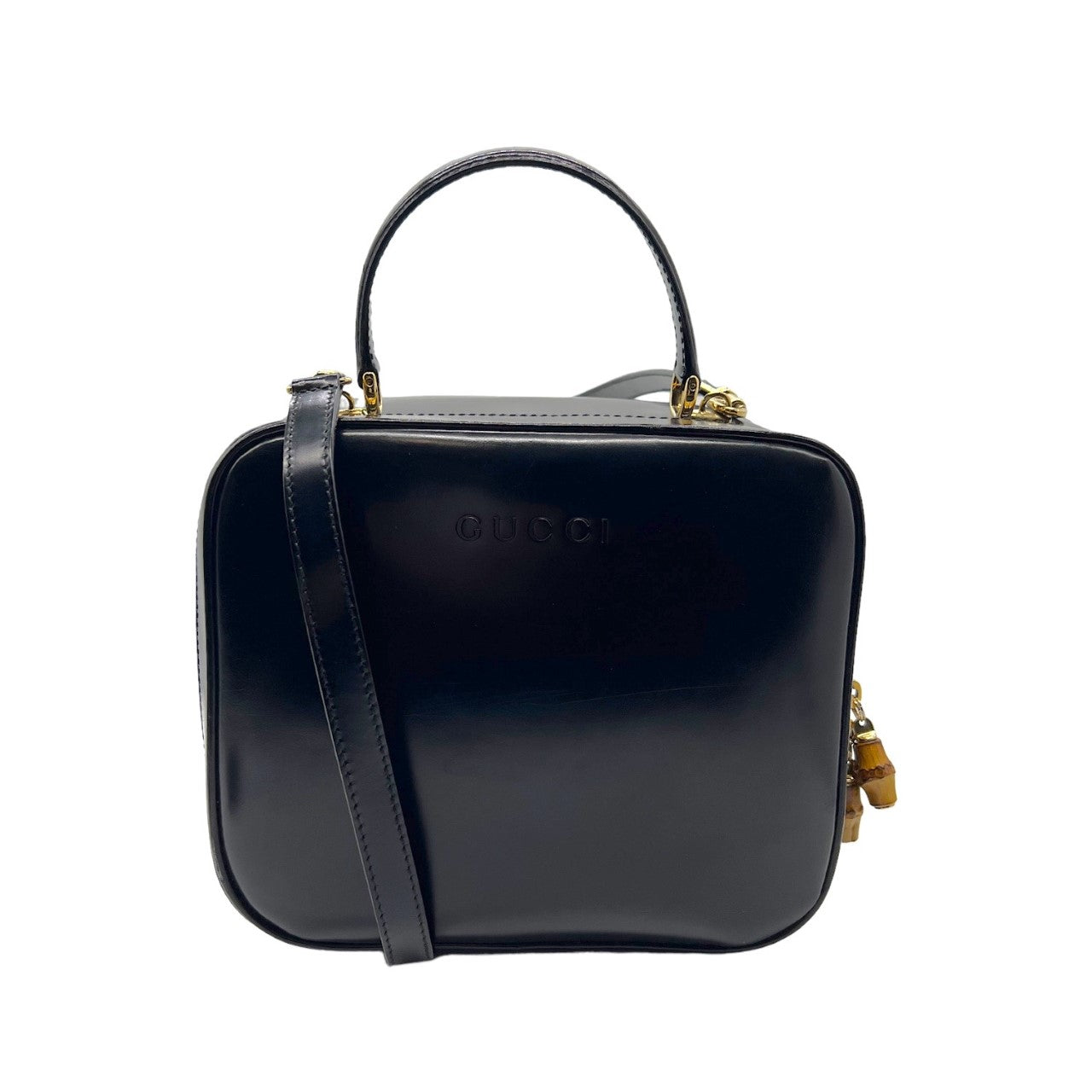 Luxury Gucci Vintage Black Leather Vanity Cosmetic Case