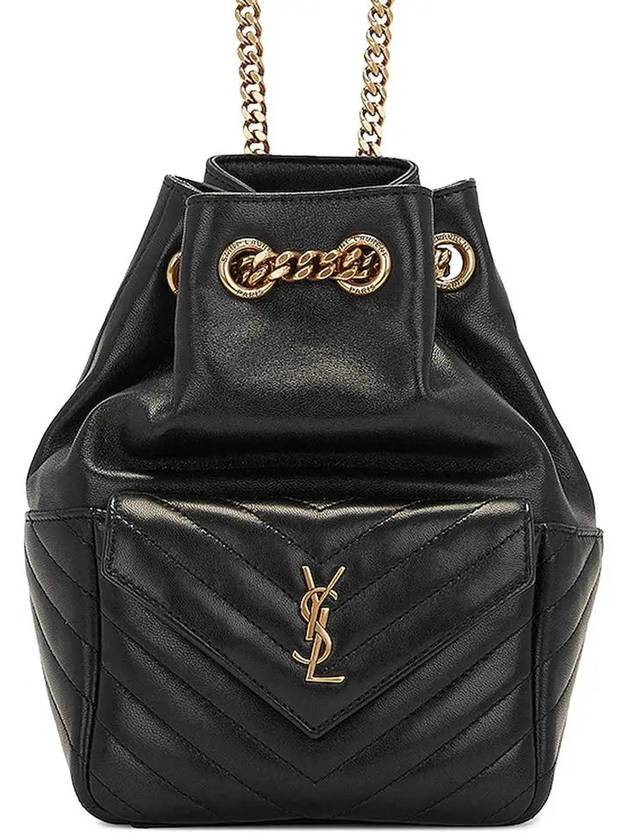 Luxury Saint Laurent Gold Drawstring Chain Bucket Shoulder Bag Black