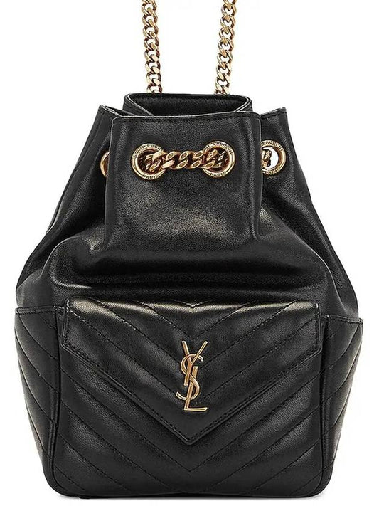 Luxury Saint Laurent Gold Drawstring Chain Bucket Shoulder Bag Black