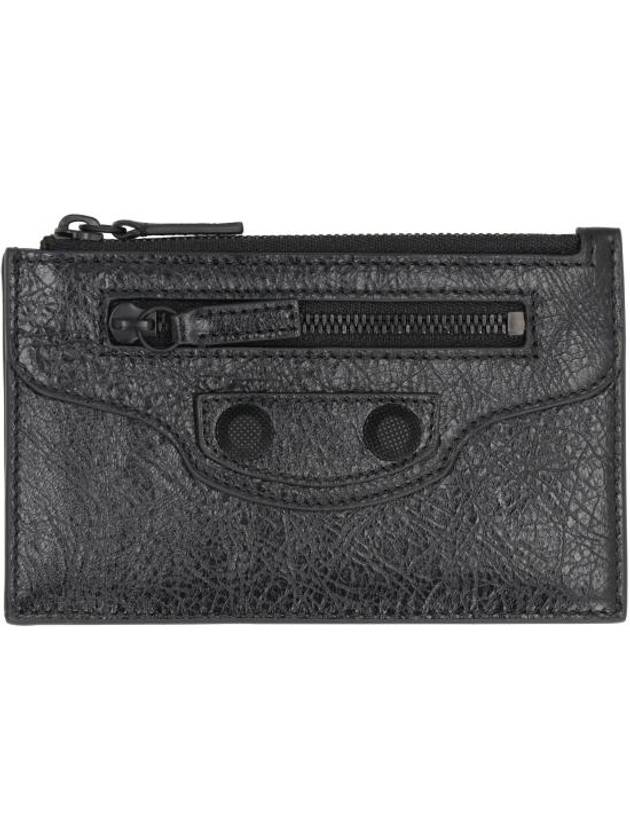 Luxury Balenciaga Le Cagole Leather Card Wallet Black