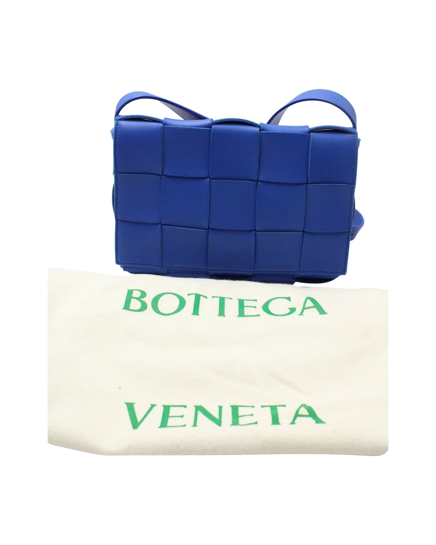 Luxury Bottega Veneta Cassette Bag in Blue Lambskin Leather