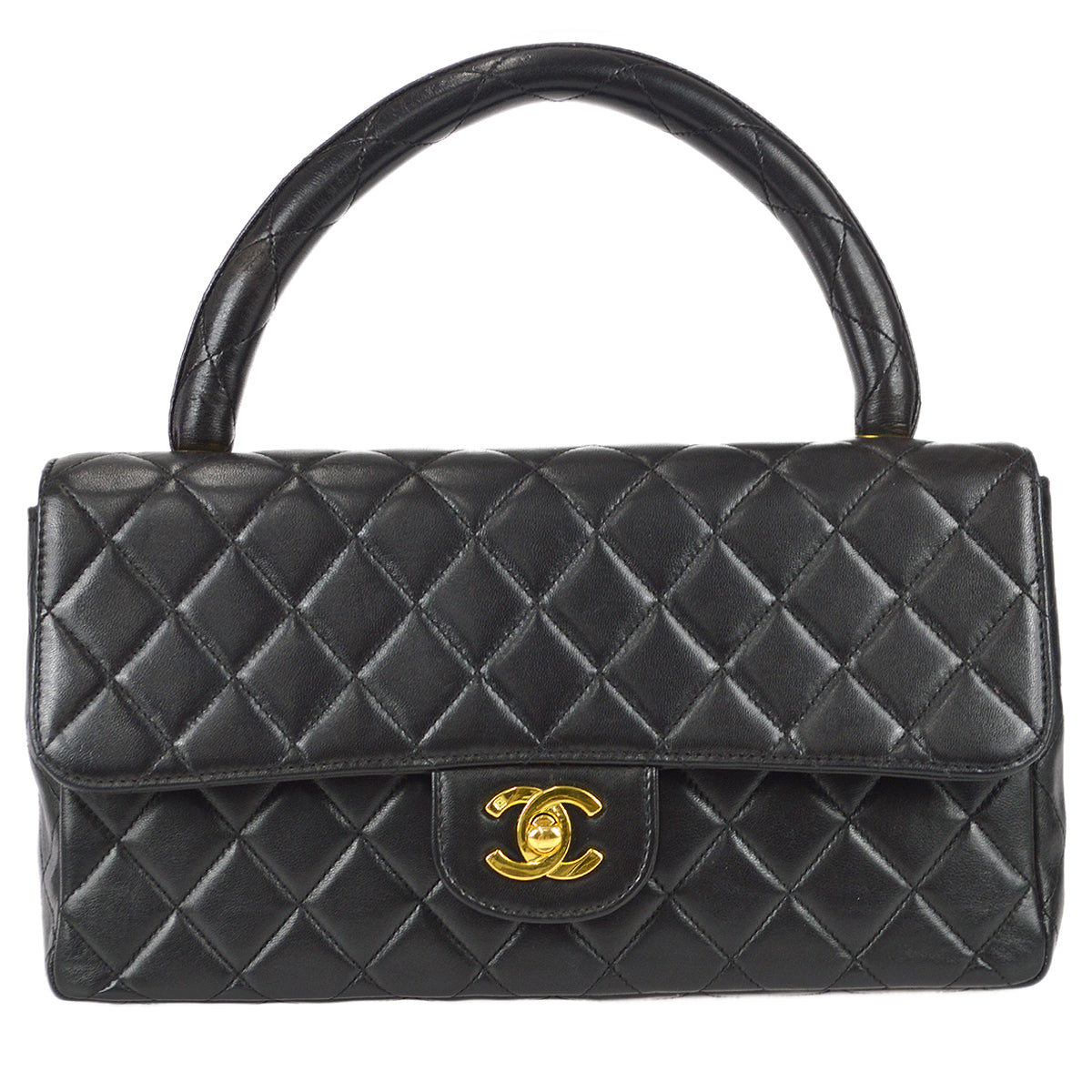 Luxury Chanel 1994 Classic Single Flap Medium Handbag Black Lambskin