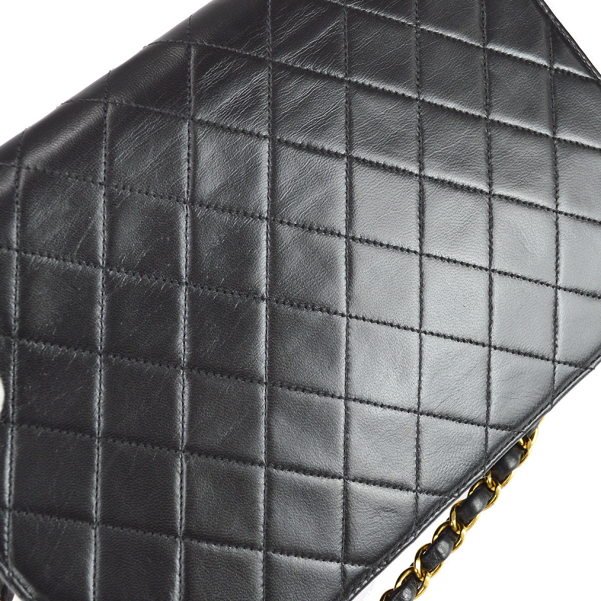Luxury Chanel 1997-1999 Black Lambskin Medium Pushlock Half Flap