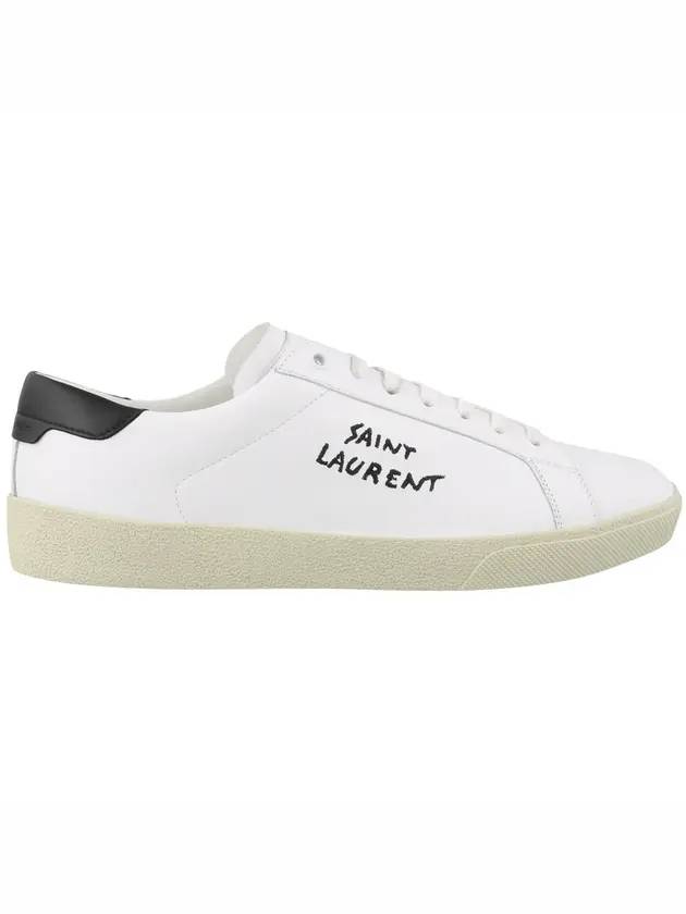 Luxury Saint Laurent Court Classic Embroidered Low Top Sneakers White