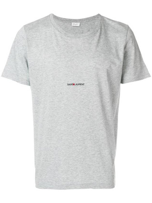Luxury Saint Laurent Men's Small Logo Short Sleeve T-Shirt Grey