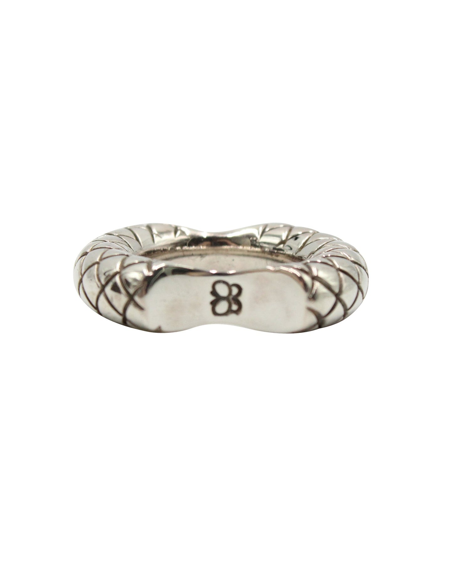 Luxury Bottega Veneta Intrecciato Double Cut Band Ring in Silver Metal