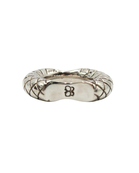 Luxury Bottega Veneta Intrecciato Double Cut Band Ring in Silver Metal