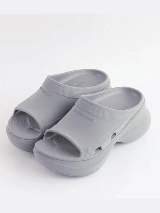 Luxury Balenciaga Pool Platform Slipper Grey