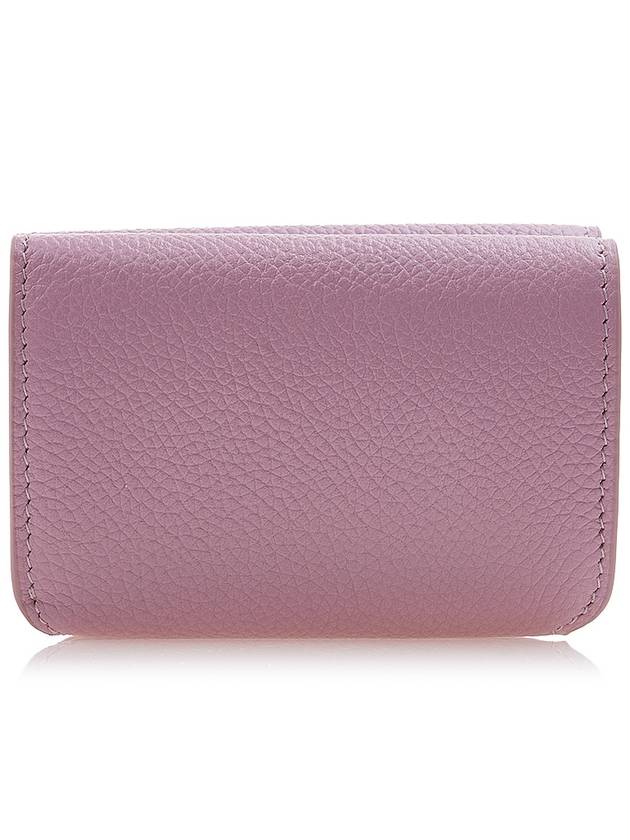 Luxury Balenciaga Logo Tripold Leather Half-Wallet Pink