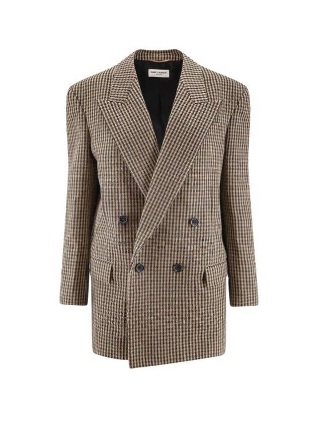 Luxury Saint Laurent Double Breasted Blazer Jacket Beige