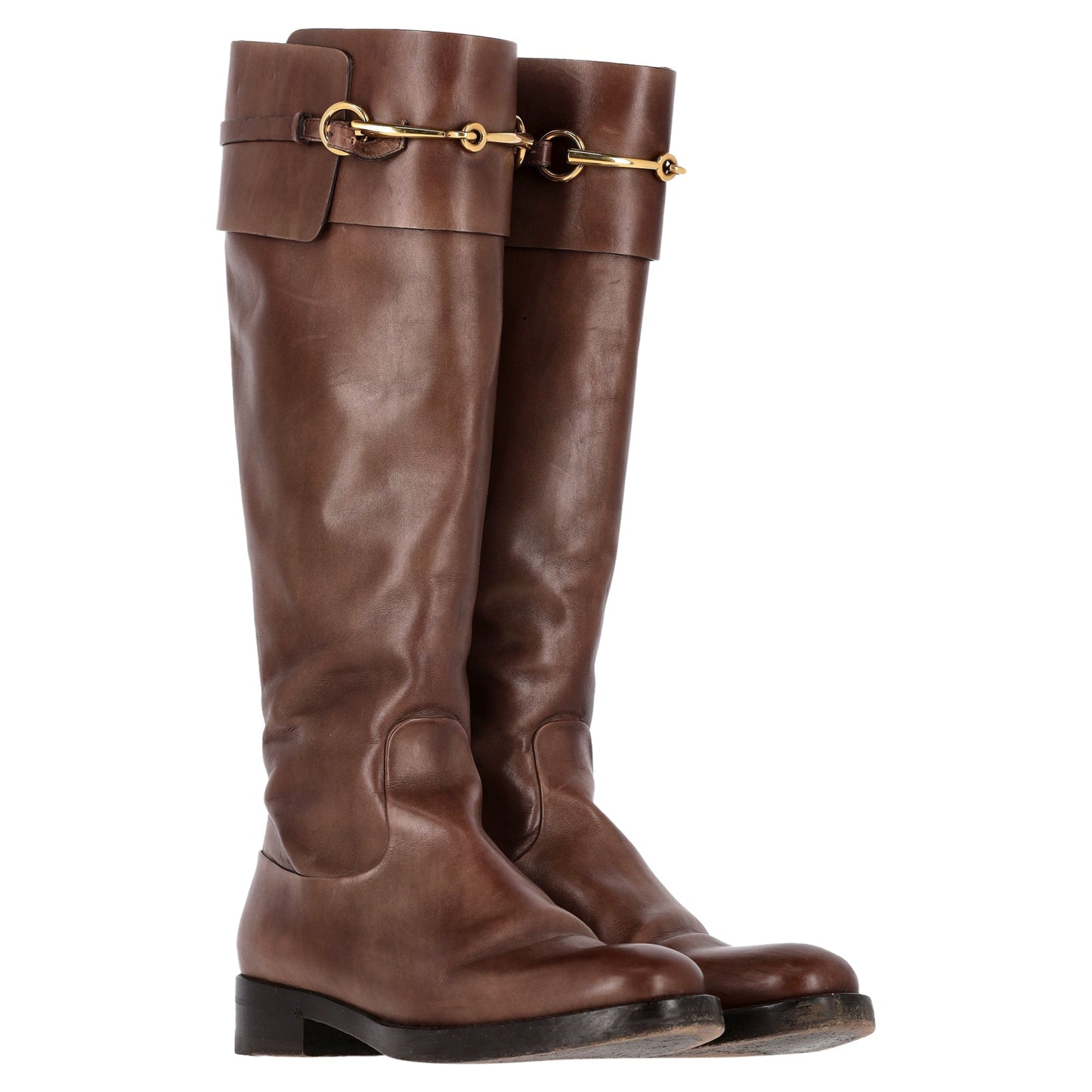 Luxury Gucci Trending 2025 Logo-Plaque Boots in Brown Calfskin Leather