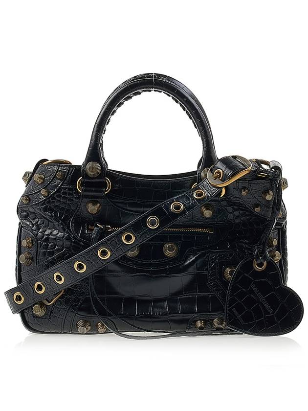 Luxury Balenciaga Neo Cagole Medium Leather Tote Bag Black