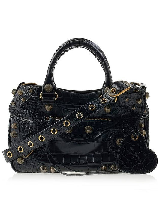 Luxury Balenciaga Neo Cagole Medium Leather Tote Bag Black