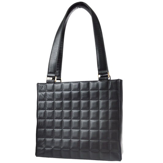 Luxury Chanel 2001-2003 Choco Bar Tote Handbag Black Lambskin