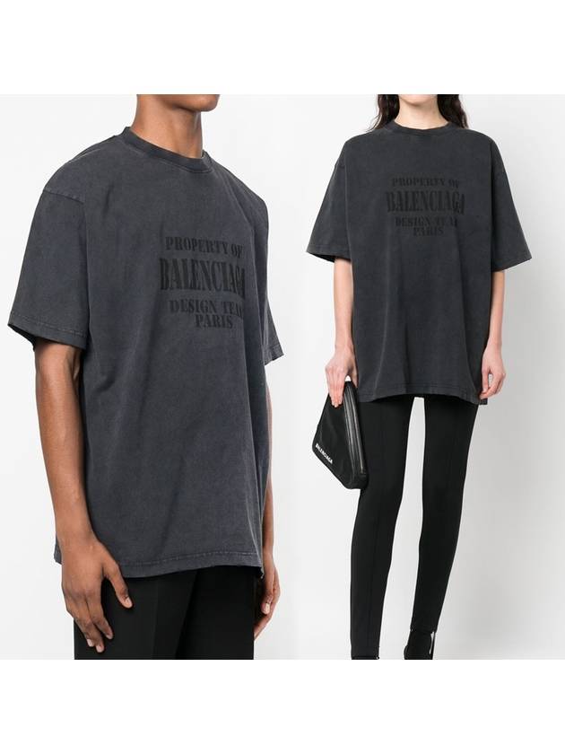 Luxury Balenciaga Logo Print Short Sleeve T-Shirt Washed Black
