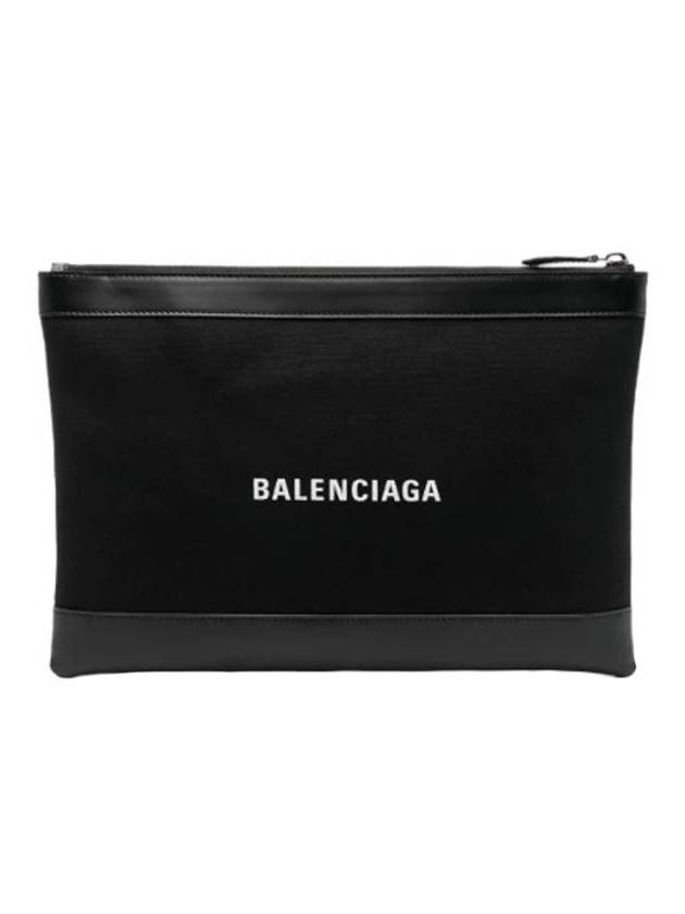Luxury Balenciaga Logo Leather Clutch Bag Black