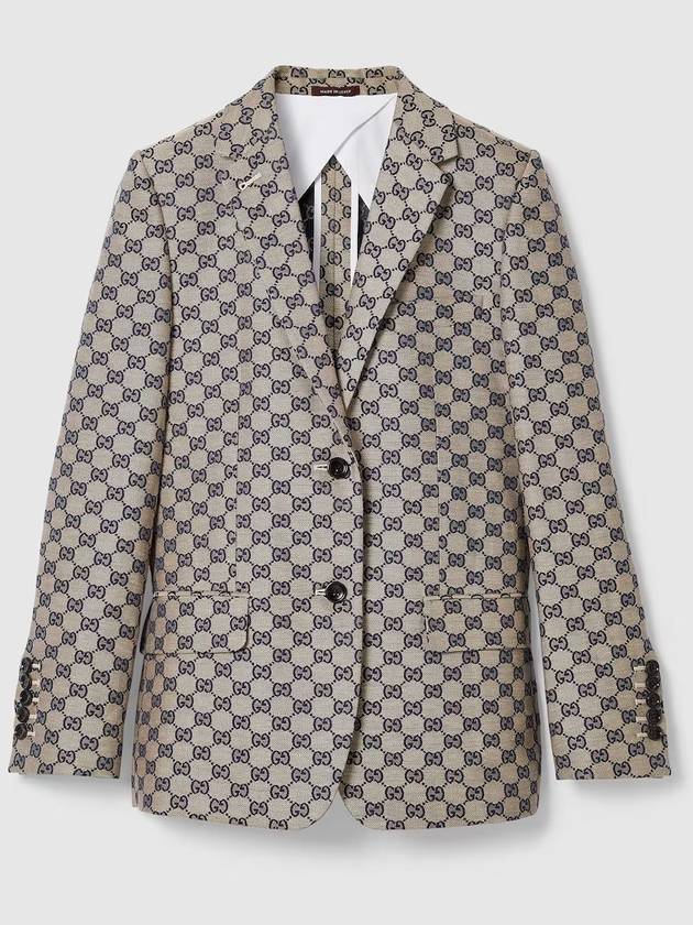 Luxury Gucci Trending 2025 GG Linen Blend Canvas Jacket Beige