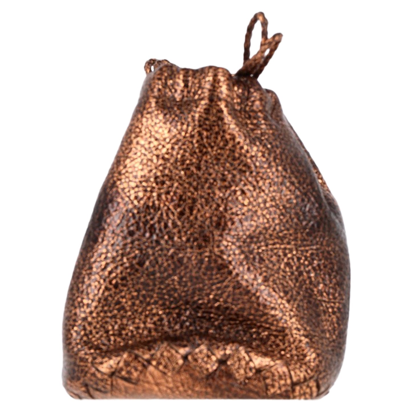 Luxury Bottega Veneta Drawstring Pouch in Bronze Cervo Leather