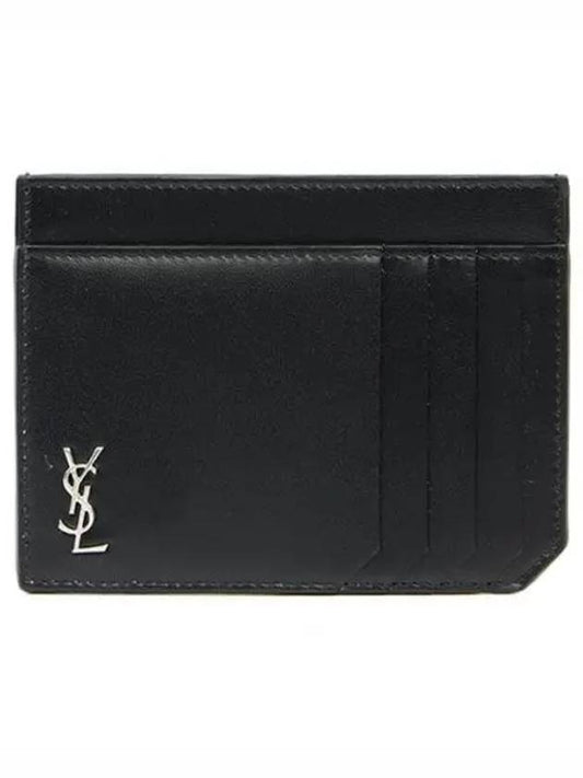 Luxury Saint Laurent Monogram Logo Card Wallet Black