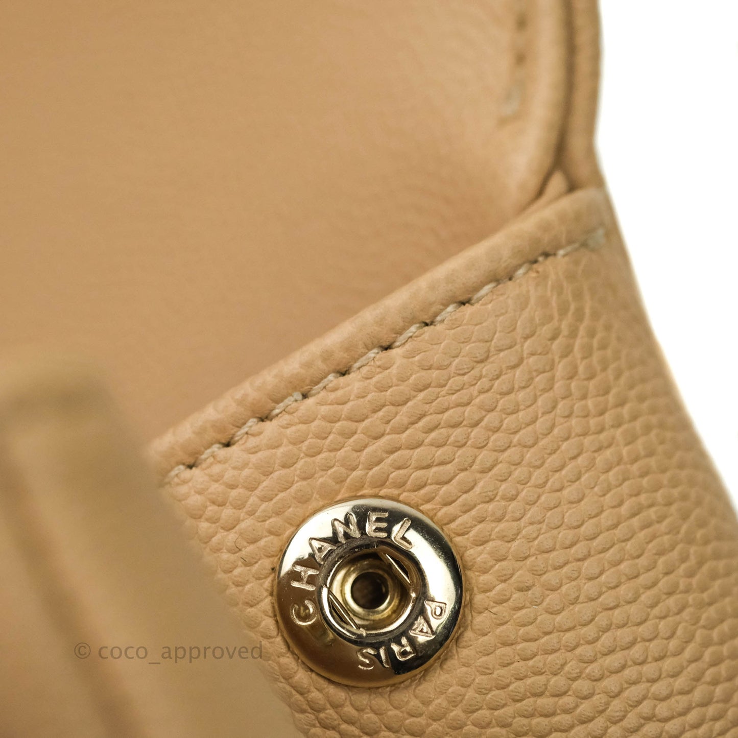Chanel Quilted Small Business Affinity Flap Beige Caviar Light Gold Hardware