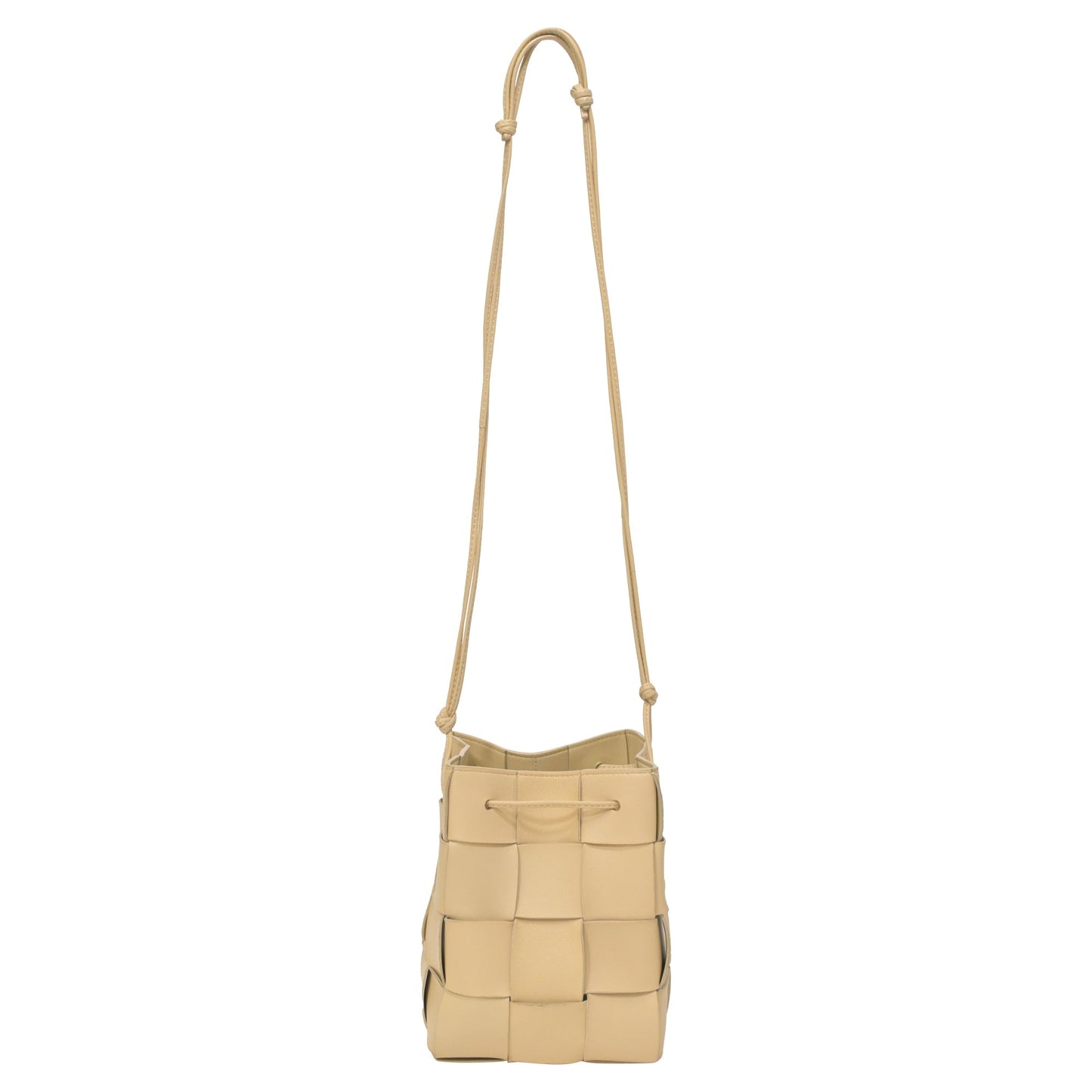 Luxury Bottega Veneta Small Cassette Cross Body Bucket Bag in Pastel Yellow Lambskin Leather