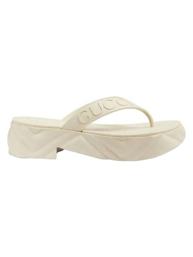 Luxury Gucci Trending 2025 Women's Logo Thong Platform Flip Flops White