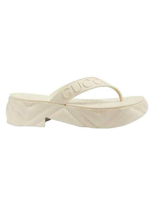Luxury Gucci Trending 2025 Women's Logo Thong Platform Flip Flops White