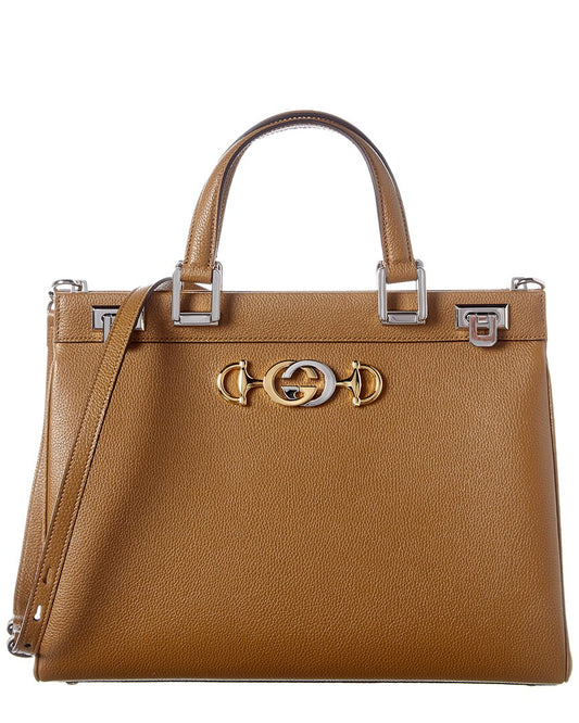 Luxury Gucci Trending 2025 Zumi Medium Leather Top Handle Tote