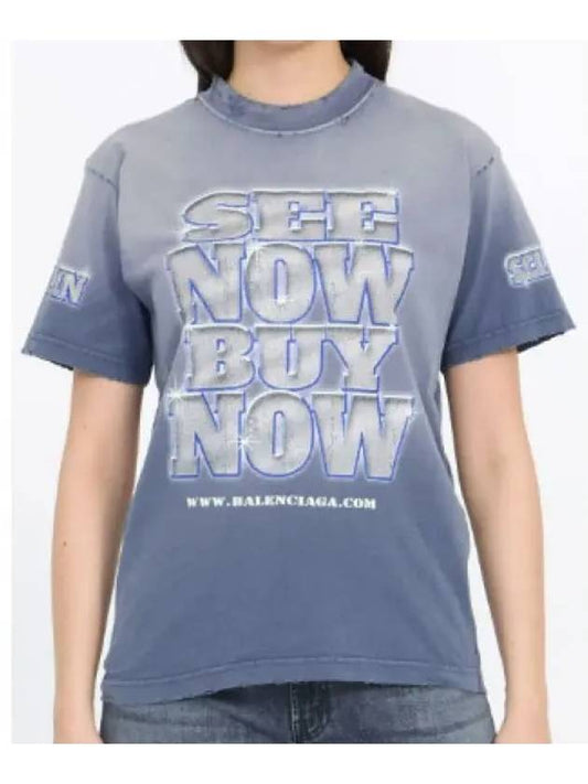 Luxury Balenciaga See Now Buy Now Short Sleeve T-Shirt Blue