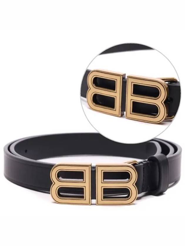 Luxury Balenciaga Hourglass Thin Leather Belt Black
