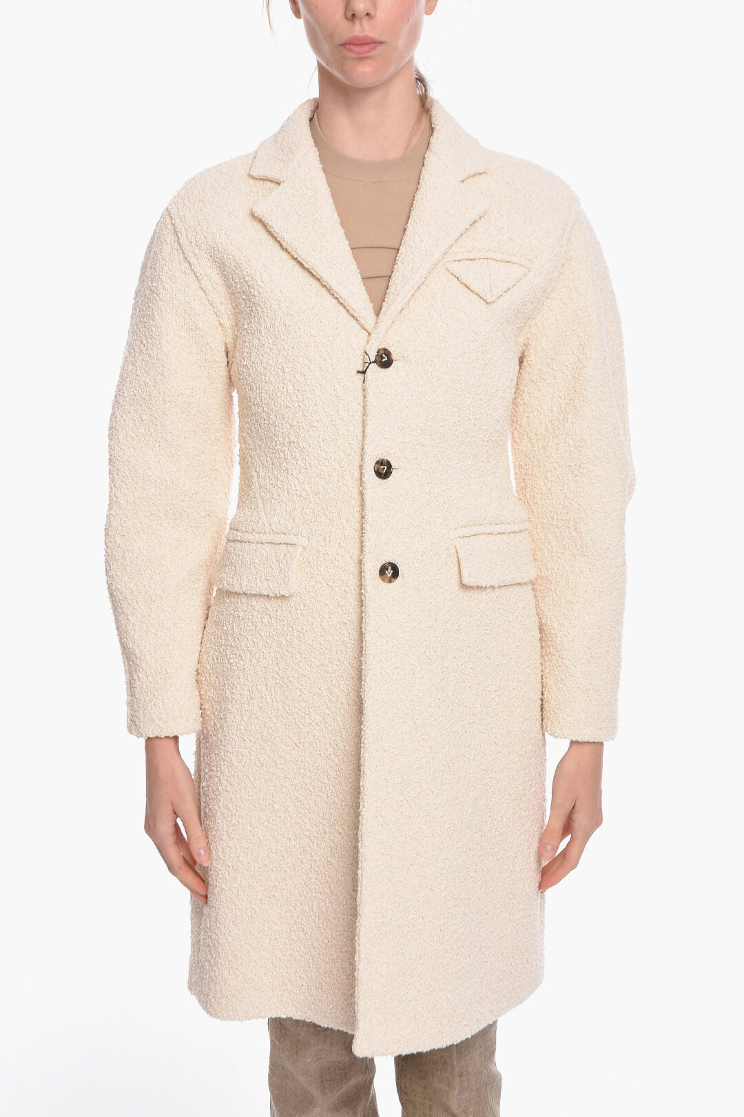Luxury Bottega Veneta Stretch Cotton-bouclé Single-breasted Coat