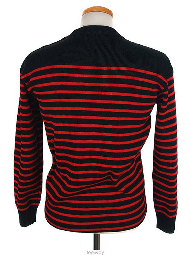Luxury Saint Laurent Striped Ranaul Knit Top Black Red