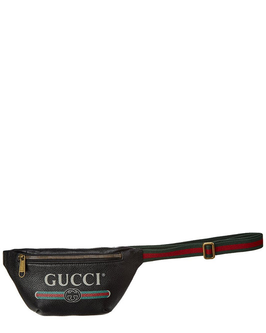 Luxury Gucci Logo Print Small Leather Belt Bag
