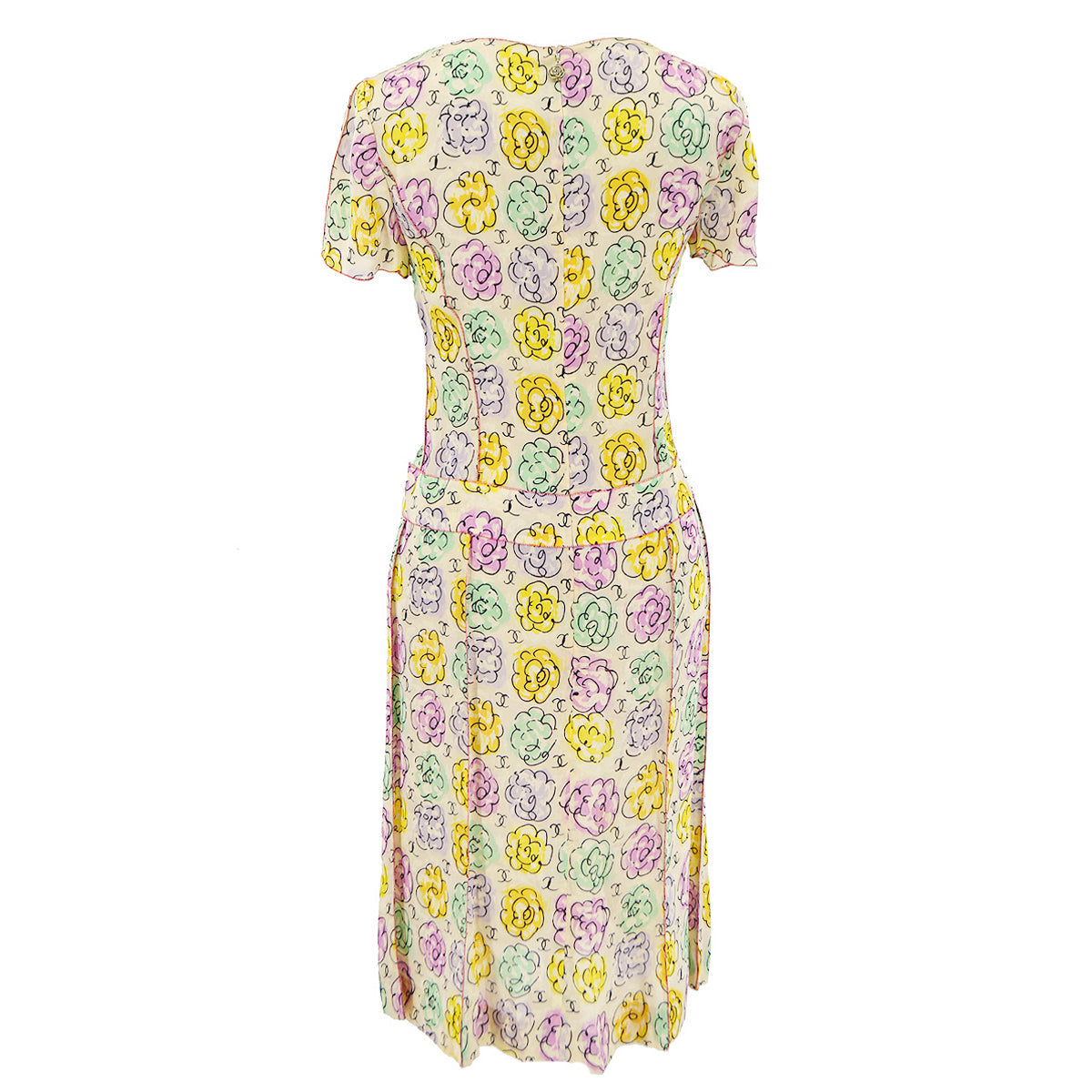 Luxury Chanel 1998 high-summer camellia-print silk dress #38