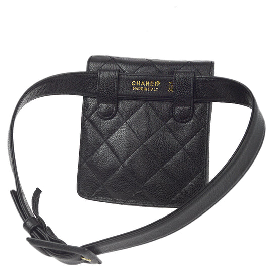 Luxury Chanel Black Caviar Belt Bum Bag #75/30