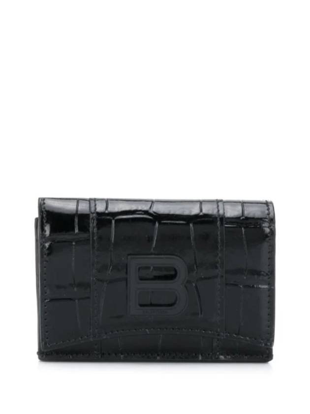 Luxury Balenciaga Hourglass B Logo Half Wallet Black