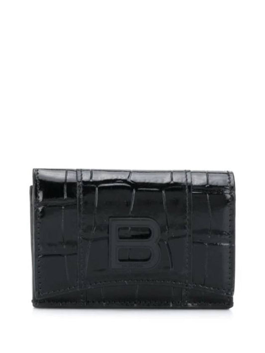Luxury Balenciaga Hourglass B Logo Half Wallet Black