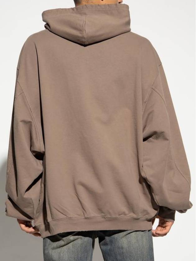 Luxury Balenciaga Destroyed Oversized Hoodie Brown
