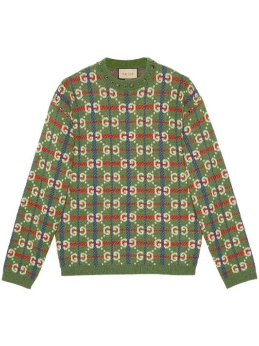 Luxury Gucci Trending 2025 GG Check Wool Knit Top Green
