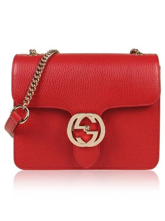 Luxury Gucci Trending 2025 Interlocking GG Chain Small Cross Bag Red