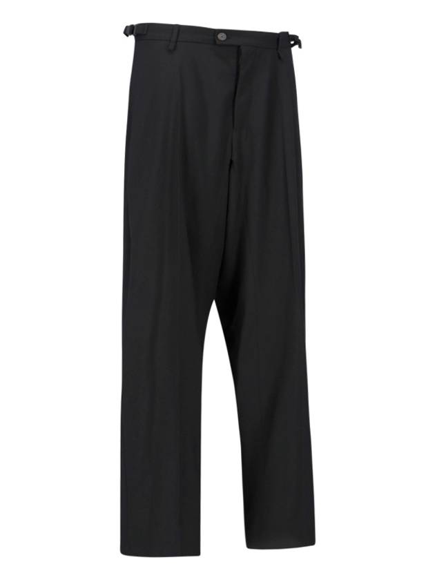 Luxury Balenciaga Waist Buckle Strap Straight Pants Black