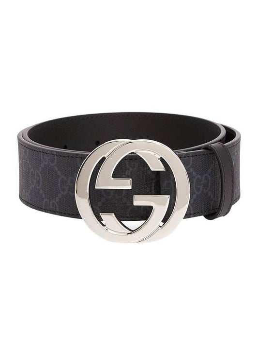Luxury Gucci Trending 2025 GG Supreme Interlocking G Buckle Belt Black