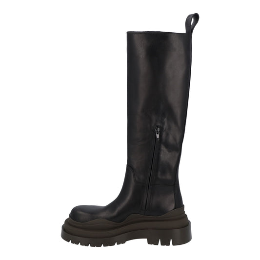 Luxury Bottega Veneta Women Tire Kneehigh Boots In Black And Camping