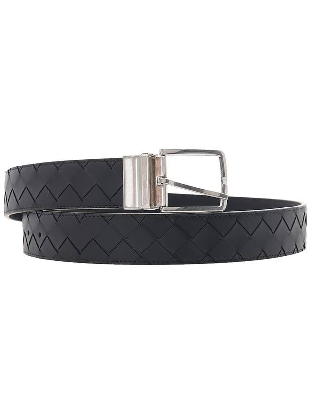 Luxury Bottega Veneta Men's Intrecciato Leather Belt Black