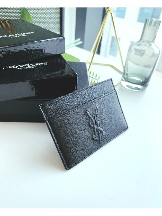 Luxury Saint Laurent Belle De Jour Stitch Logo Card Wallet Black
