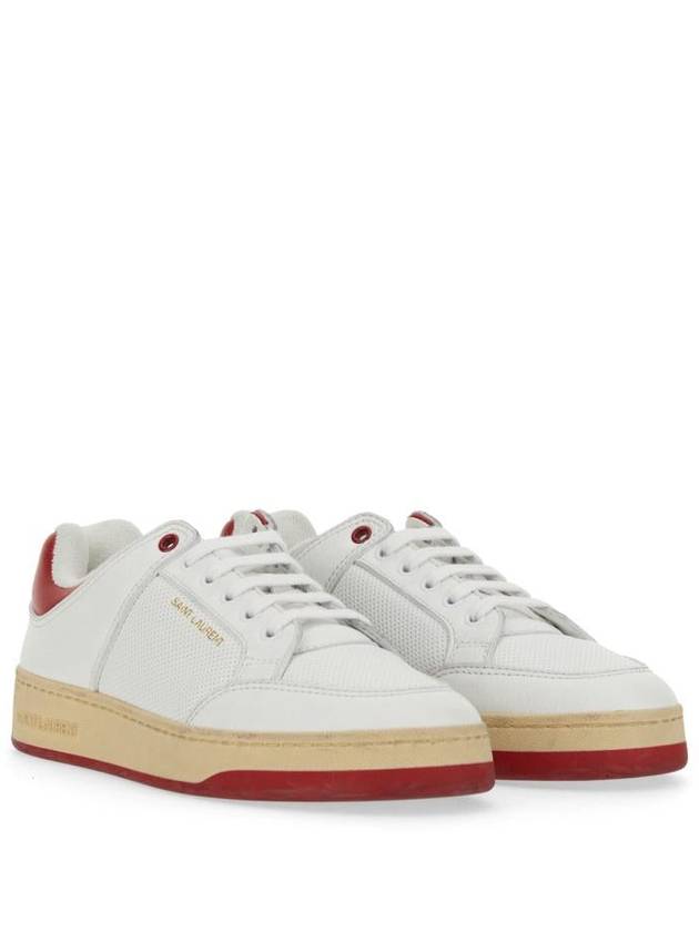 Luxury Saint Laurent Logo Calf Leather Low Top Sneakers White